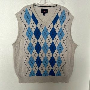 SADDLEBRED BIG & TALL VEST SWEATER SIZE XLT GREY & BLUES GREAT CONDITION!